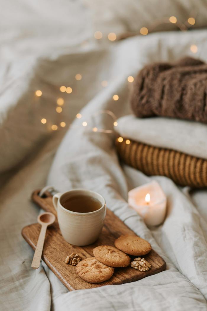 Cosy neutral bedroom styling